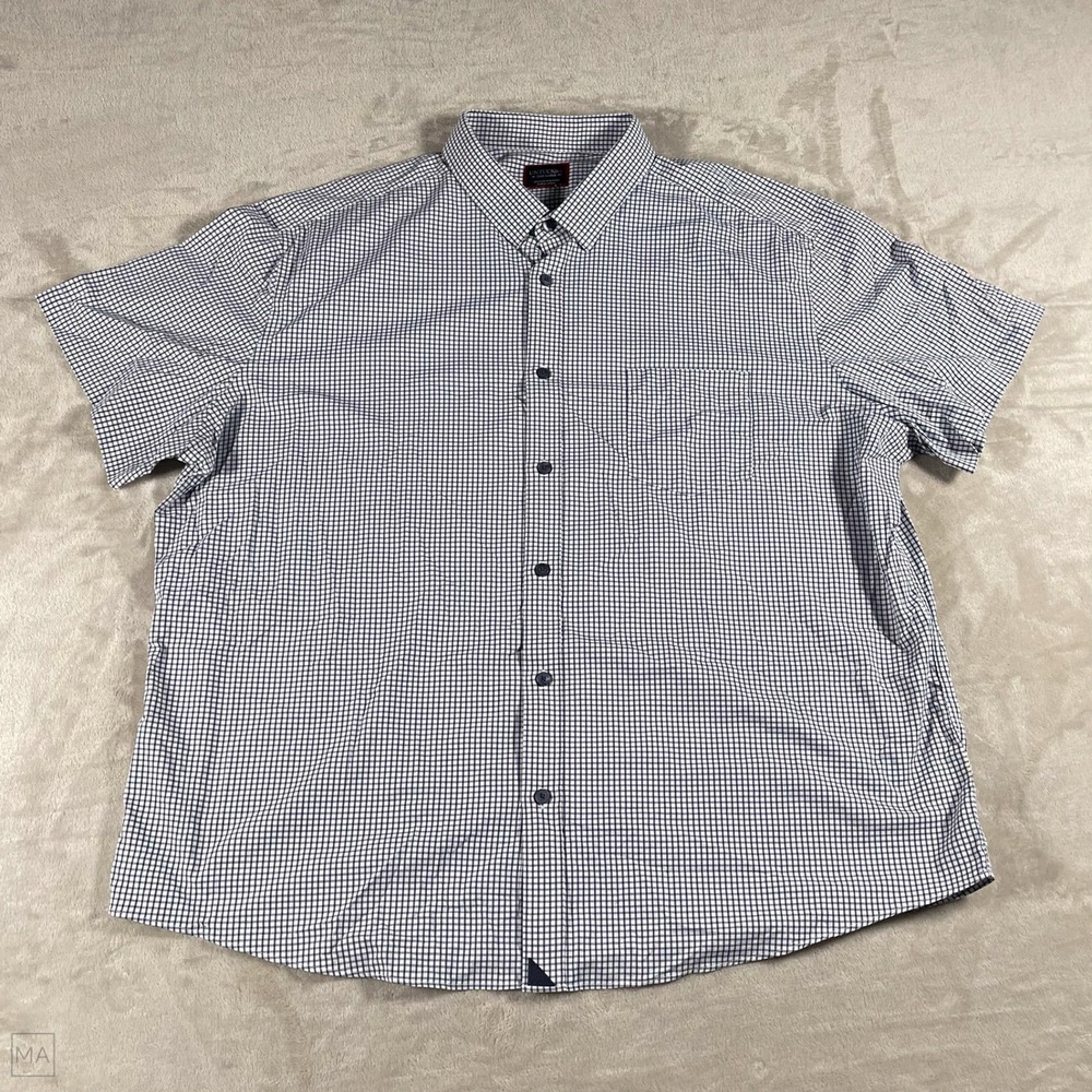 Untuckit Men's Shirt Button Up Checkered Performance Casual XXXL‎ Blue/White